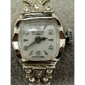 Woldman Swiss Made Manual Wind Working Ladies Watch 16MM 6"‎ Silver Tone K70